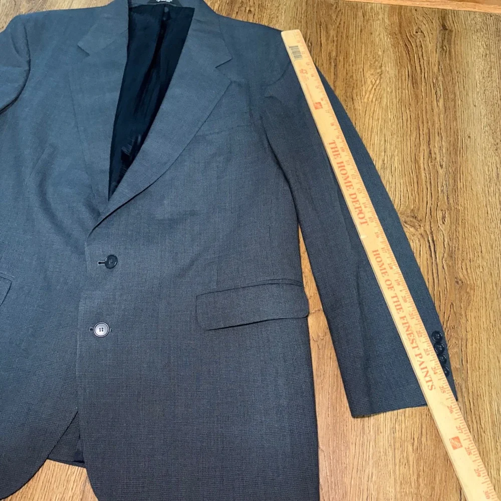 Haggar Pure Worsted Wool Blazer Mens 46L Charcoal Gray 2 Button Sport Coat Read
